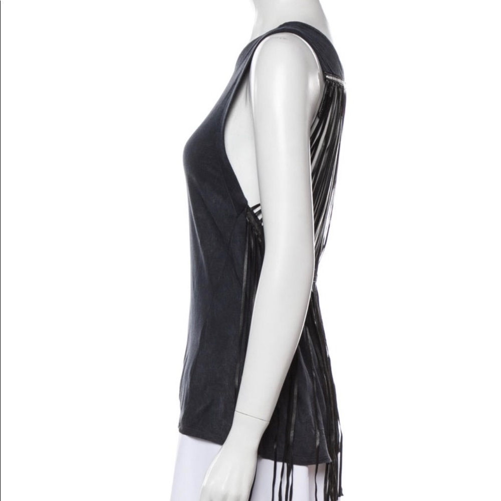 Theyskens Theory Tank w/ Leather Fringe